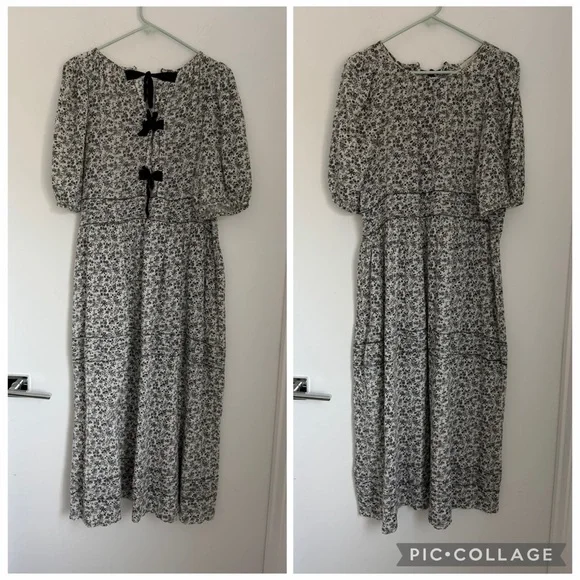 The Great Medium Songbird Bow-Back Midi Dress Tie Back - Picture 5 of 13